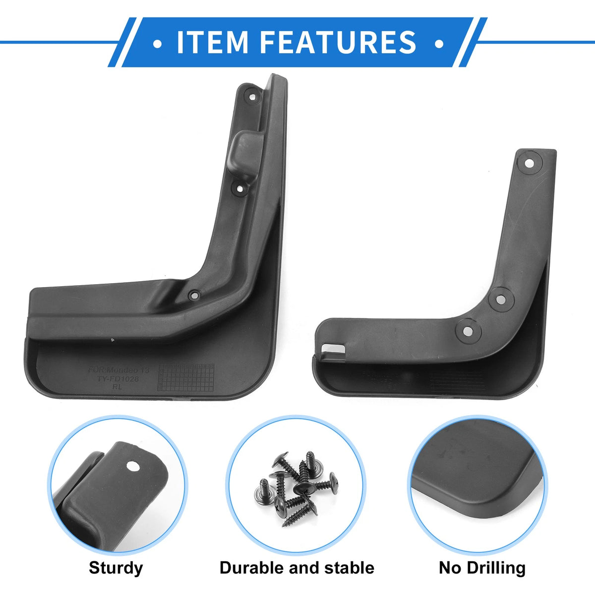 Set of 2 Front & Rear Mud Flap Splash Guards for Ford Mondeo MK5 (2013–2022)