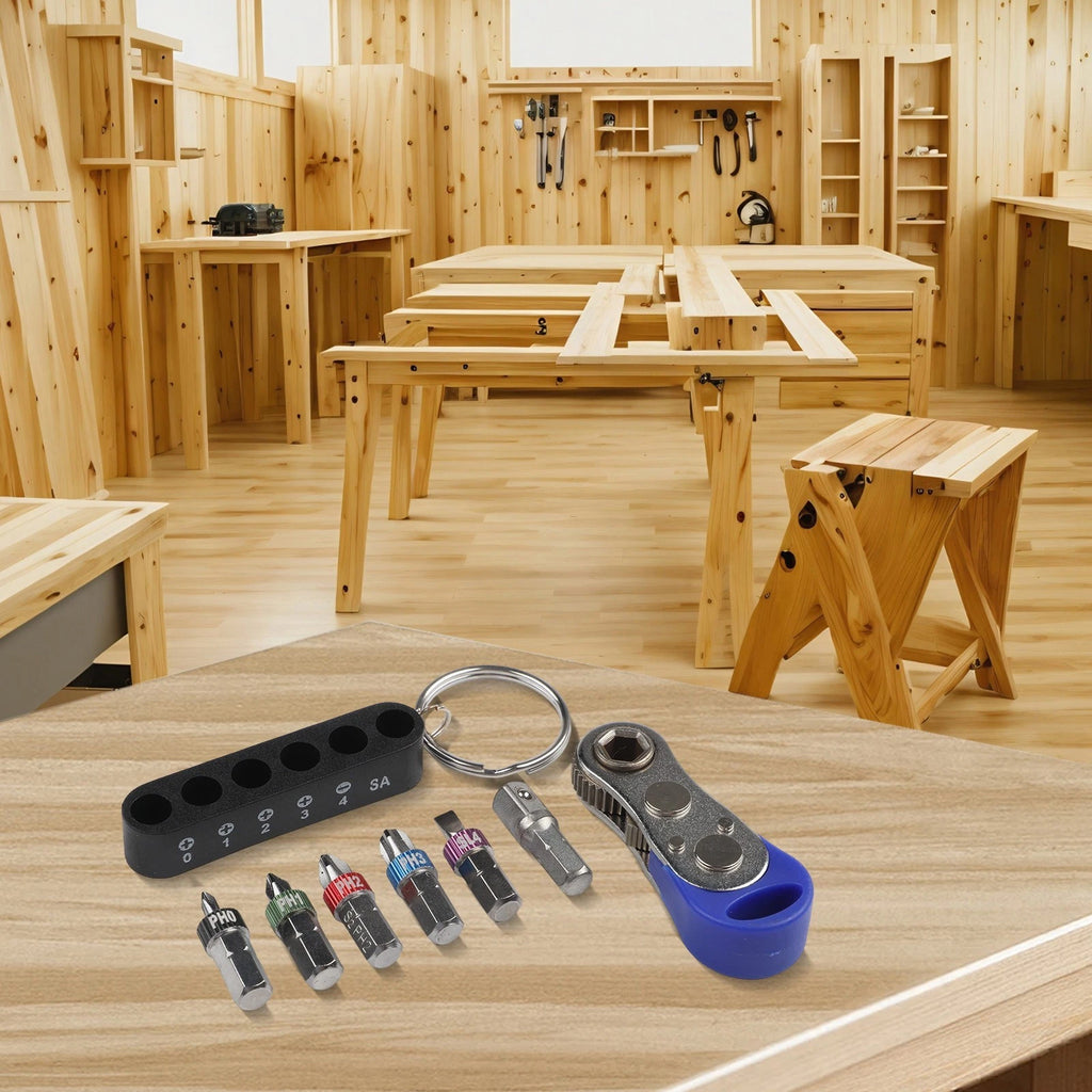 7pcs Ratchet Screwdriver Set with Adapter and Wrench Tool Kit