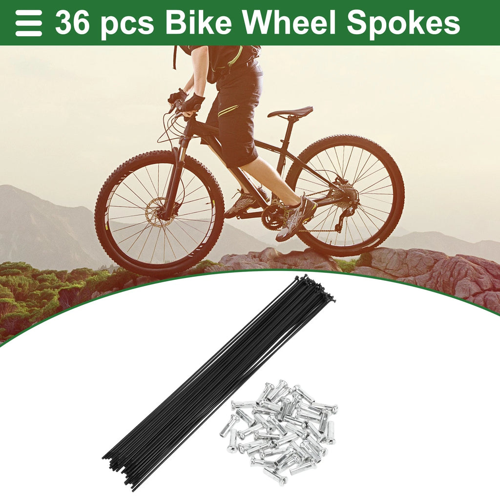 Set 14G 305mm Carbon Steel Bicycle Spokes Nipple Replacement Universal