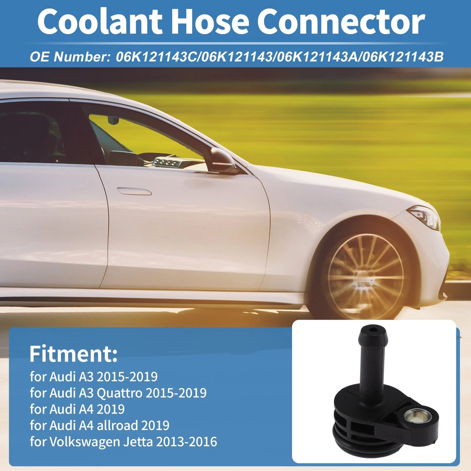 Engine Coolant Hose Connector Replacement for Audi A3 (2015–2019) 1 Set
