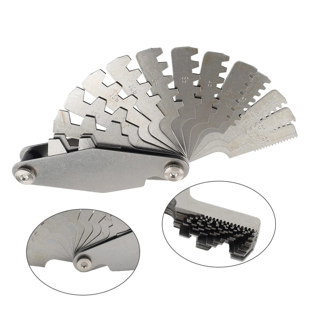 14pcs 30 Degree Screw Pitch Gauge Thread Pitch Measuring Tool Set