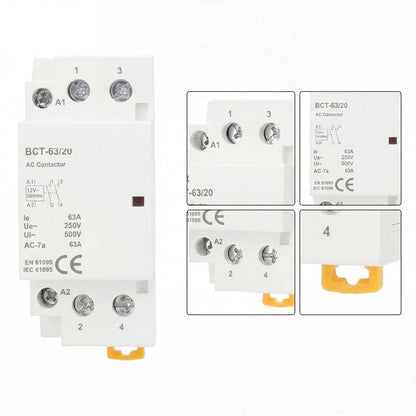 2-Pole 12V AC Contactor 63A for HVAC Pump Lighting Systems