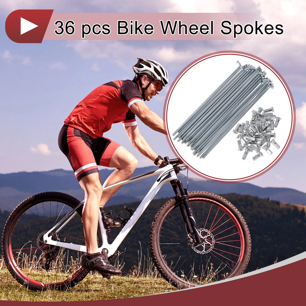 Bicycle Spokes Set 133mm Galvanized Steel for 12G Wheel Spokes (1 Pair)