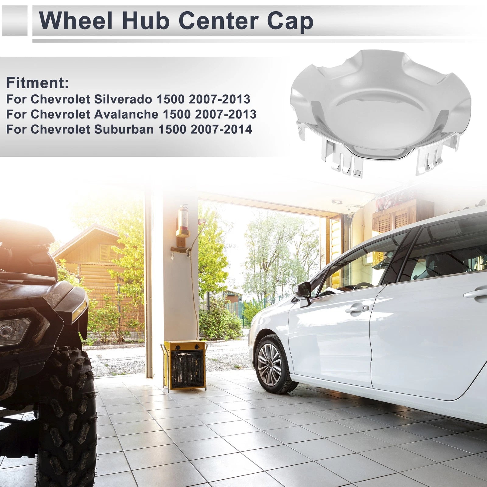 Wheel Hub Center Cap Silver Tone for Chevrolet Silverado 1500 (2007–2013)