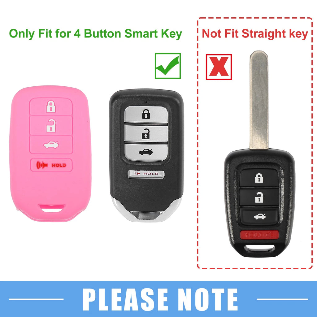 Smart Key Fob Cover Replacement for Honda Accord 2013–2018 Black Pink (2 Pack)