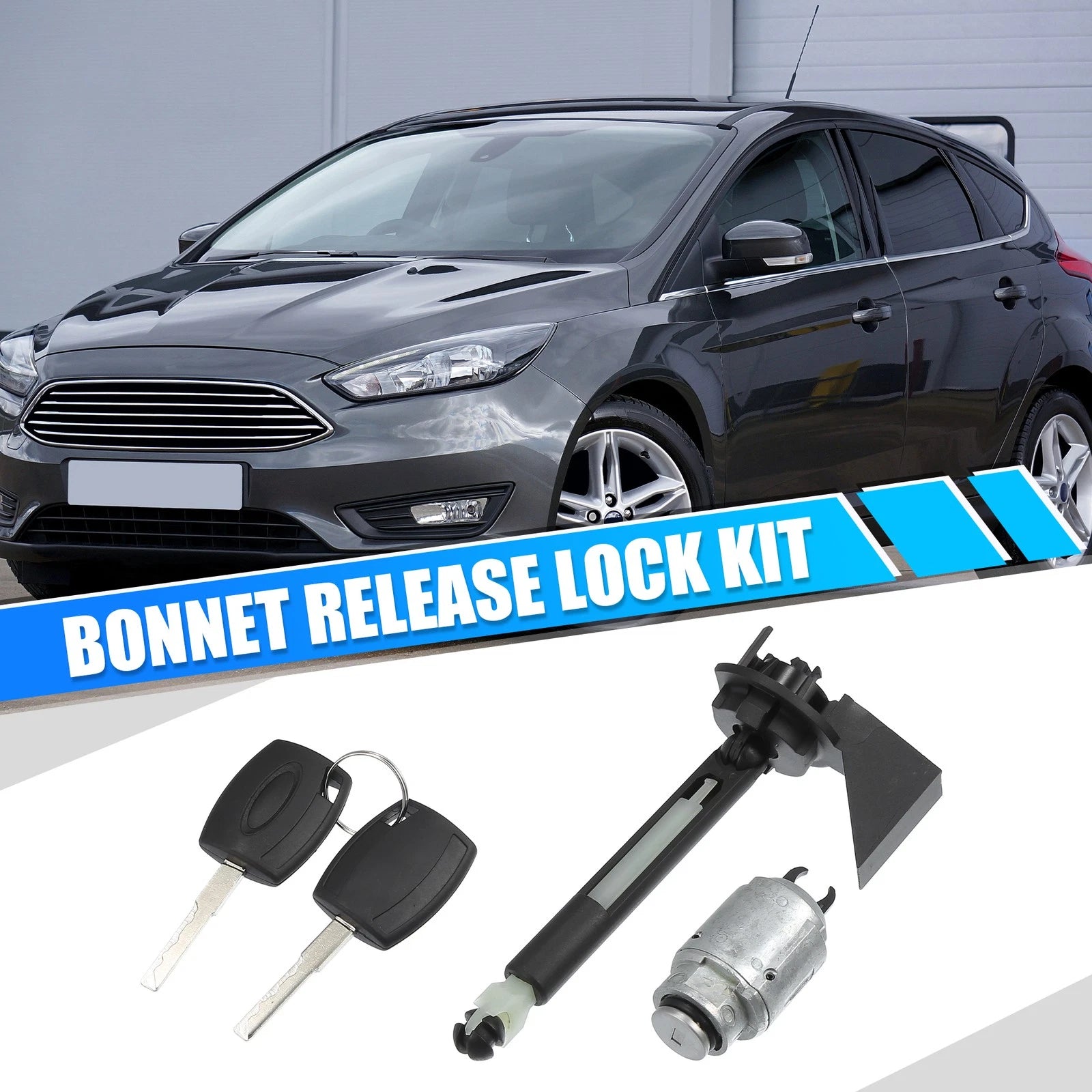 Bonnet Release Lock Kit with Latch and 2 Keys for Ford Focus (2004–2012)