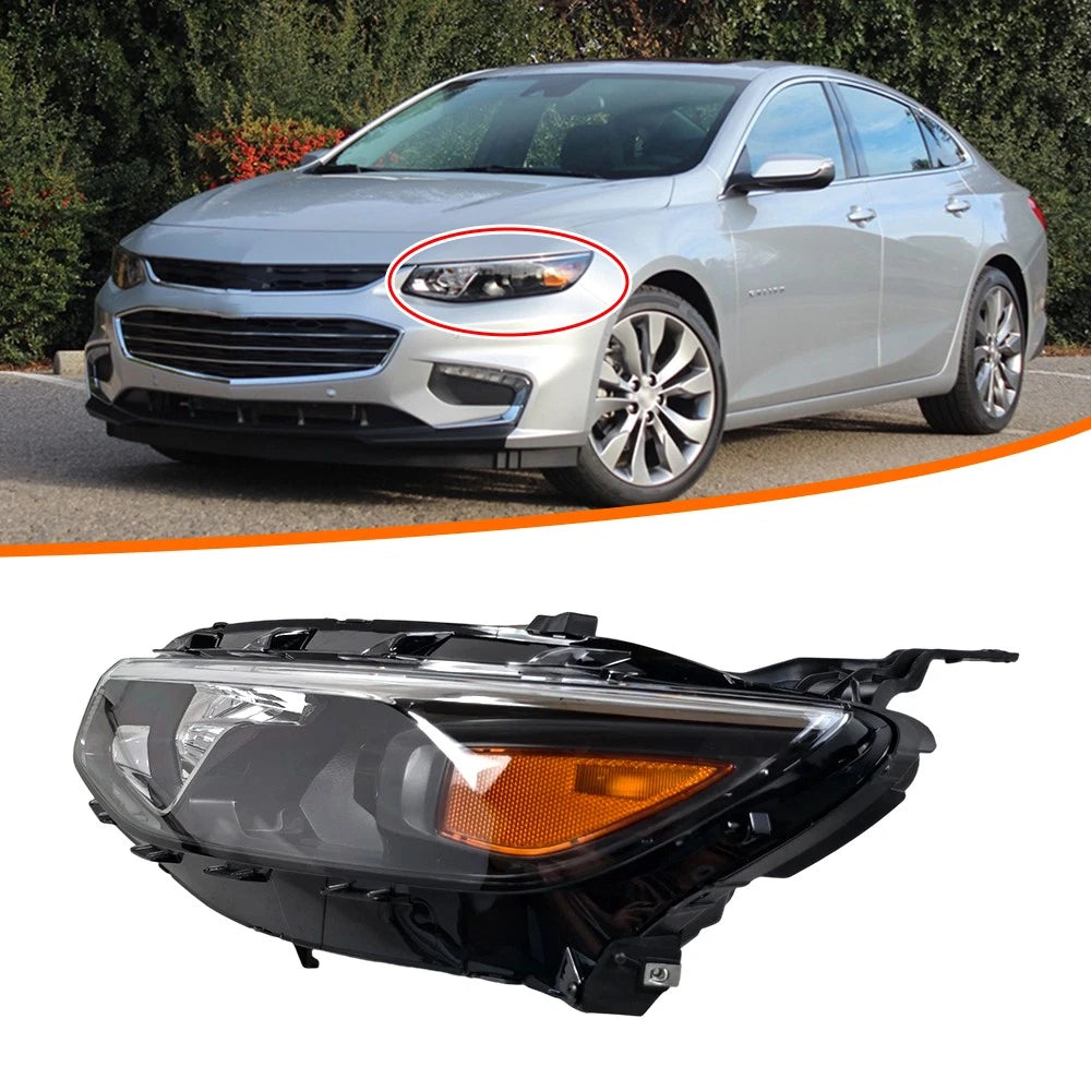 Headlight Assembly for Chevy Malibu (2016–2018) Halogen Driver Left LH w/Bulbs