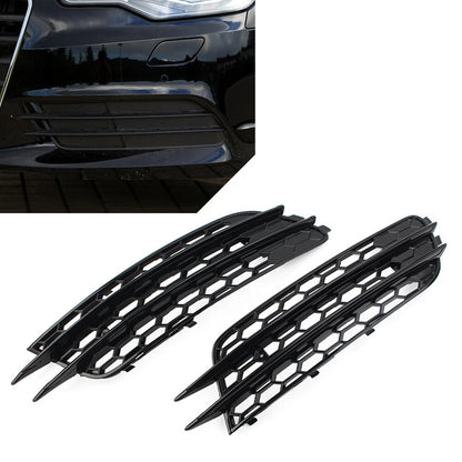Black Honeycomb Front Bumper Fog Light Grille Cover for Audi A6 C7 (2012–2015)