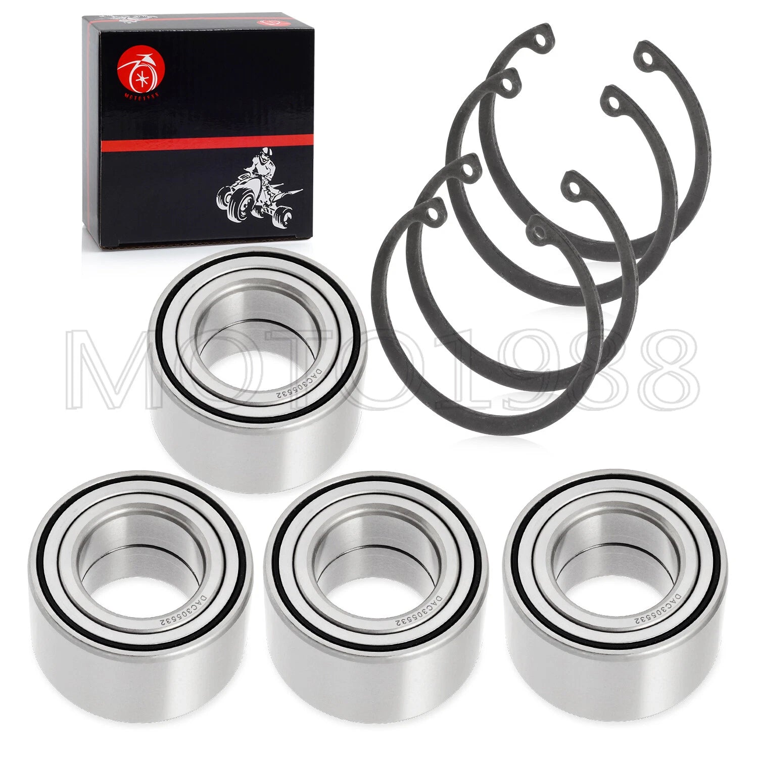 4X Front and Rear Wheel Bearing Kit for Yamaha Grizzly 550 660 700 (2007–2014) 93305-00602