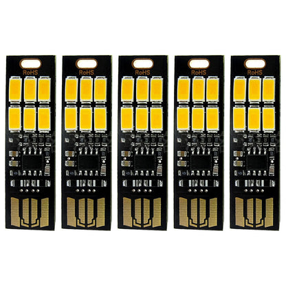 5Pcs 6-LED Portable Keychain Lamp with Touch Dimming (USB)