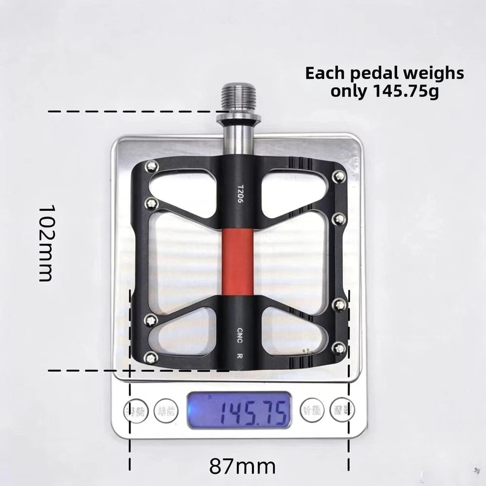 Black Aluminum MTB Pedals CNC Machined 3-Bearing Pair