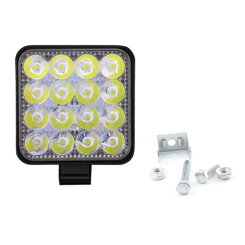 48W 16LED Waterproof Square Flood Beam Work Light for Universal Vehicles