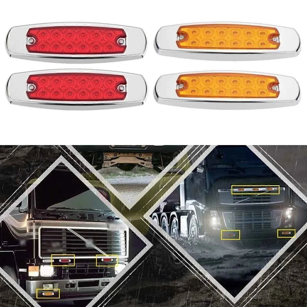 4pcs 12LED Sealed Side Marker Clearance Light for Trailer (RHD)