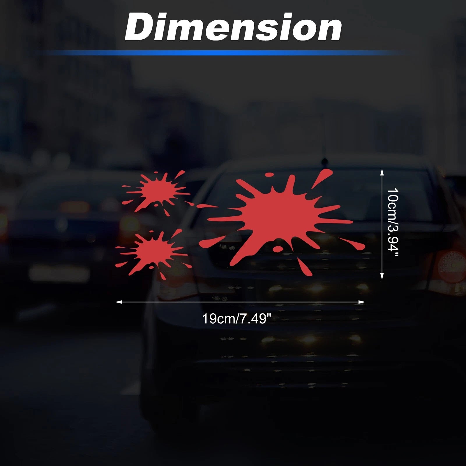 Reflective Bumper Decal for - Red, 3 Spots
