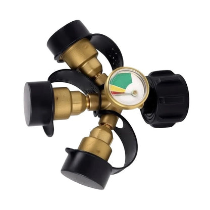 3 Outlet Propane Splitter with Illuminated Gauge for Nighttime Use