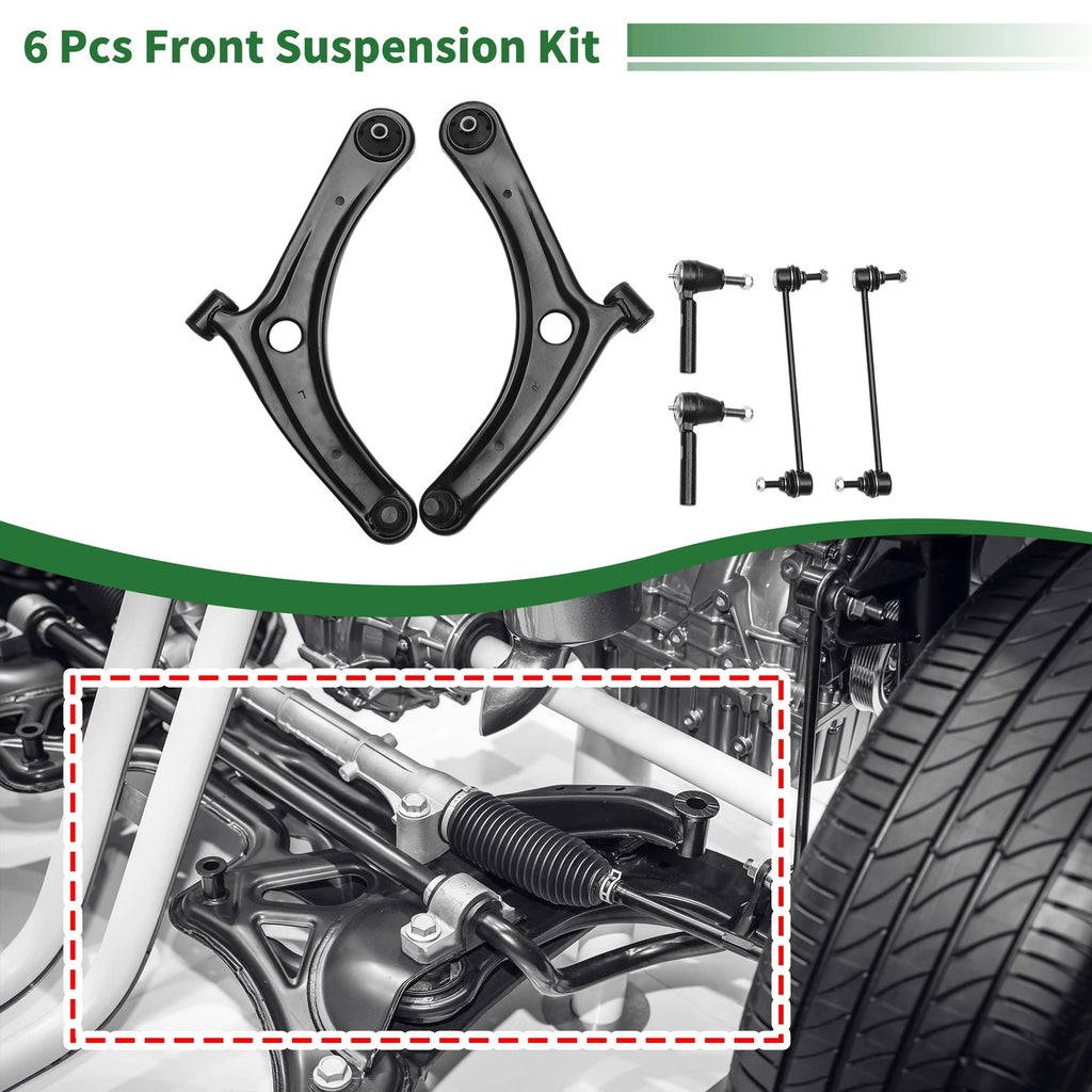 6 Pc Front Lower Control Arms Replacement for Jeep Compass (2007–2014)
