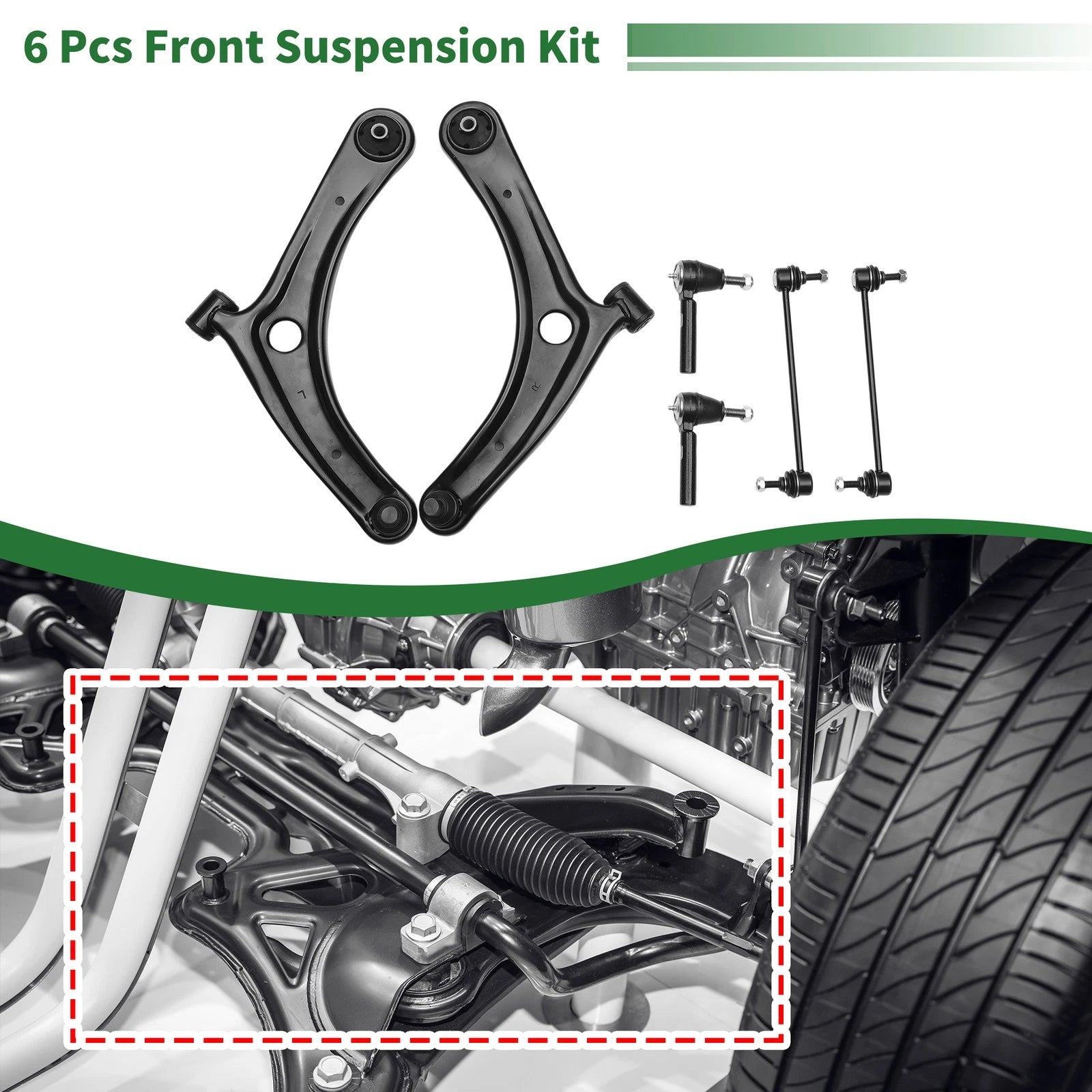 6 Pc Front Lower Control Arms Replacement for Jeep Compass (2007–2014)