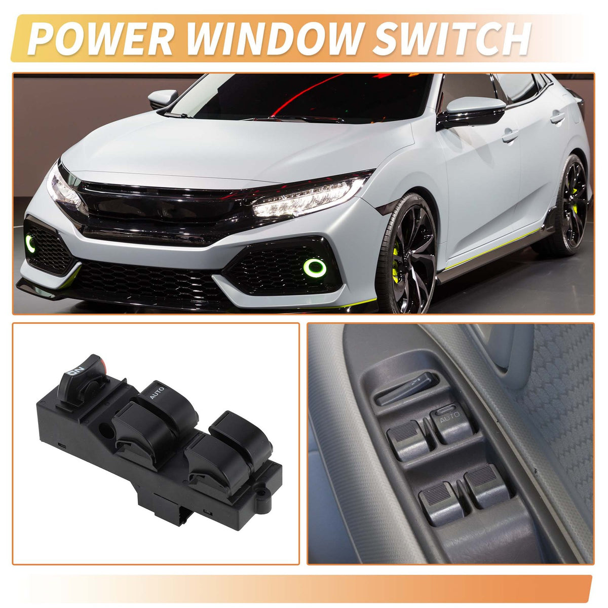 Front Right Driver Side Power Window Switch for Honda Civic (1996–2000)
