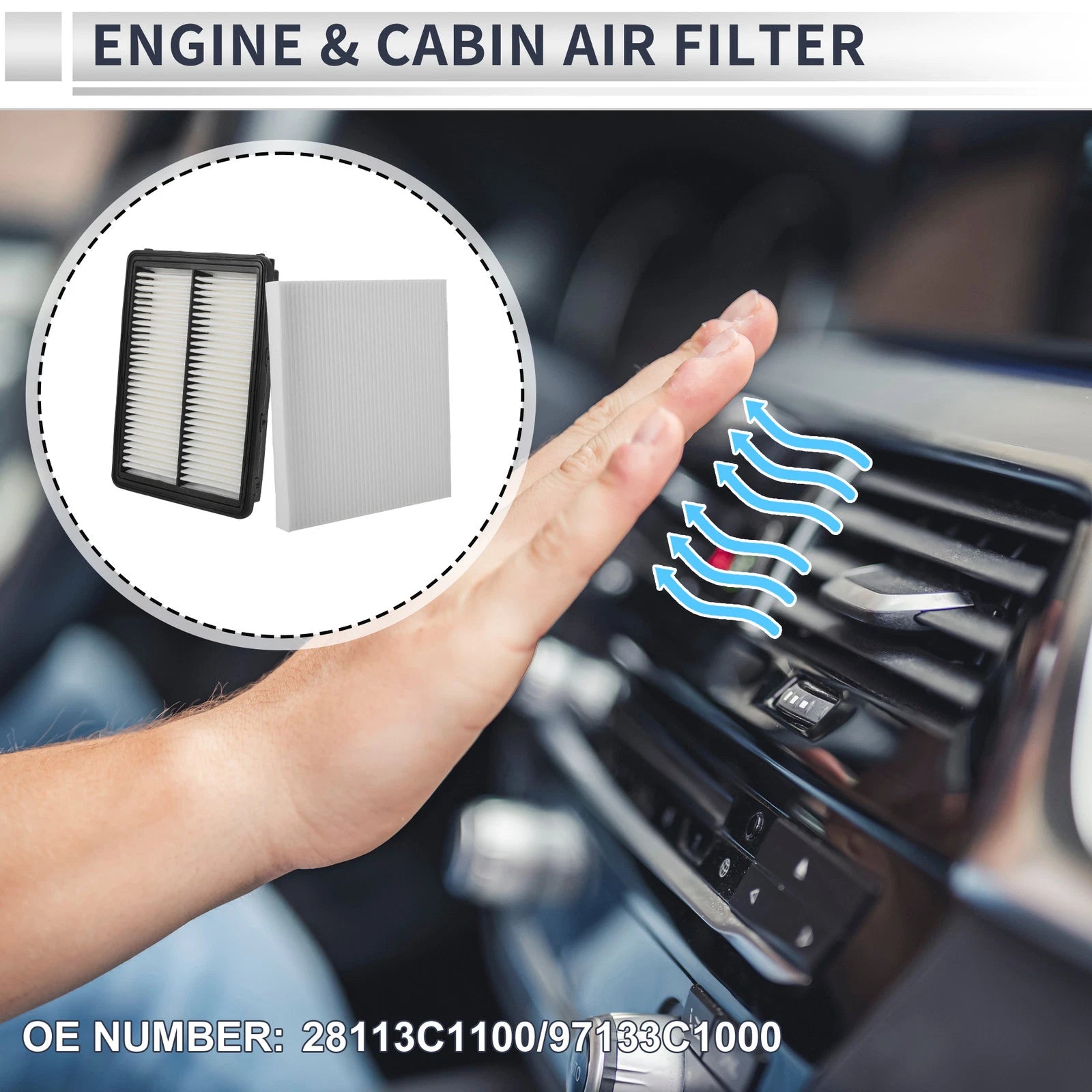 Engine Cabin Air Filter Combo for Hyundai Sonata 2.0L 2.4L (2015–2019)