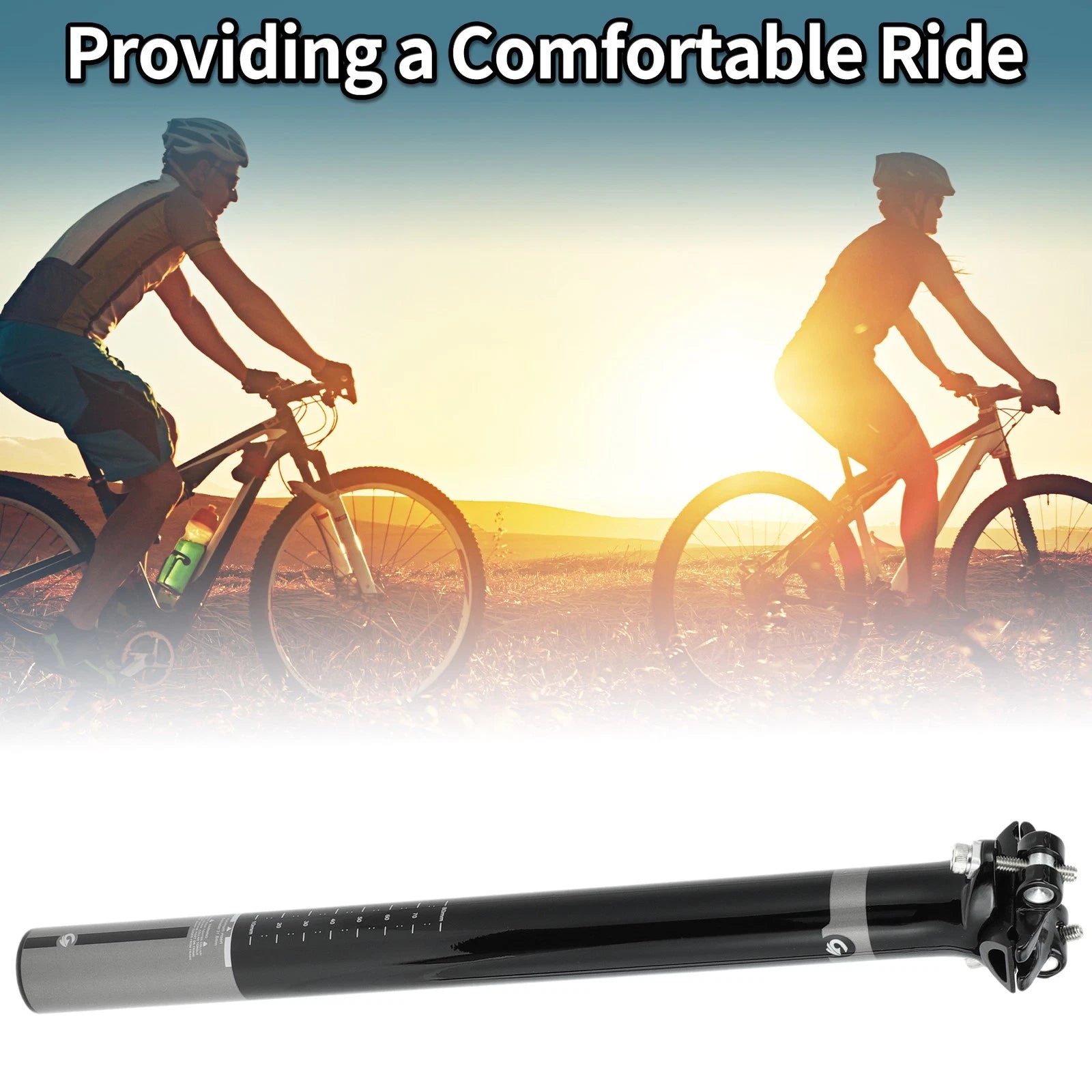 Seatpost 31.6x350mm Replacement for Bike Mountain Road with Gloss Black (–)