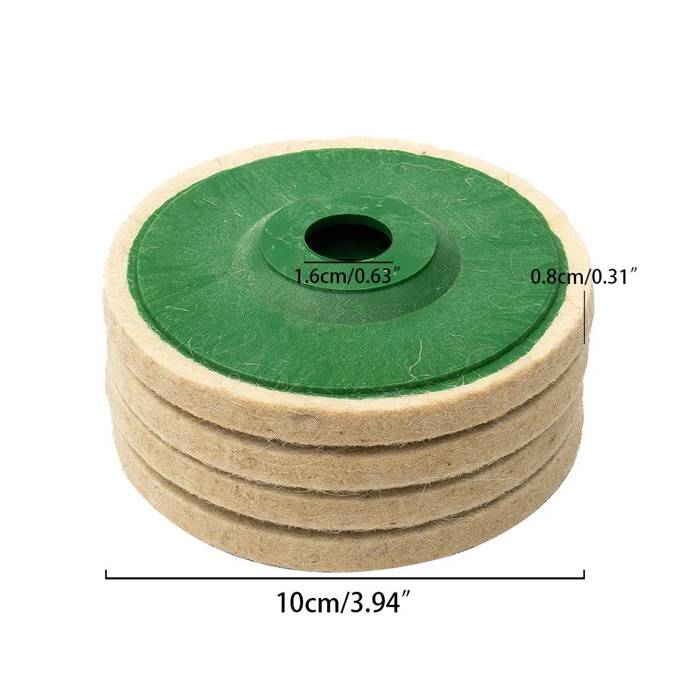 Set of 4 Wool Buffing Grinder Wheel Felt Polishing Discs 5 Inch