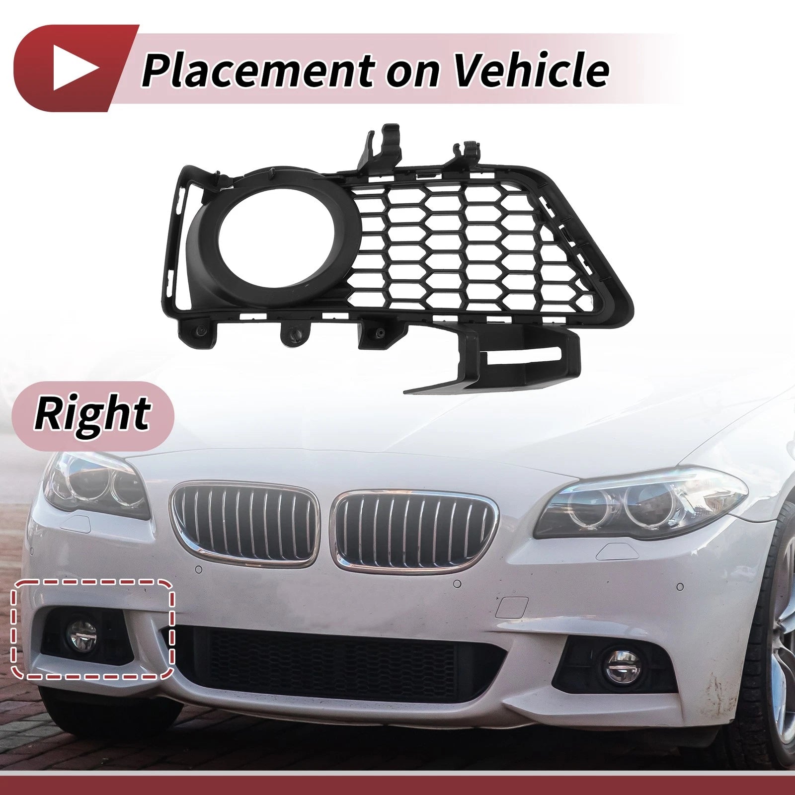 Fog Light Grill Front Right Replacement for BMW 3 Series (2012–2018)