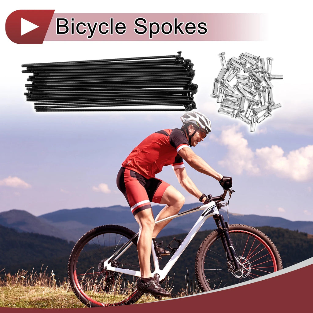 38 Bicycle Spokes 135mm Carbon Steel Black Replacement for 13G Wheels (38)