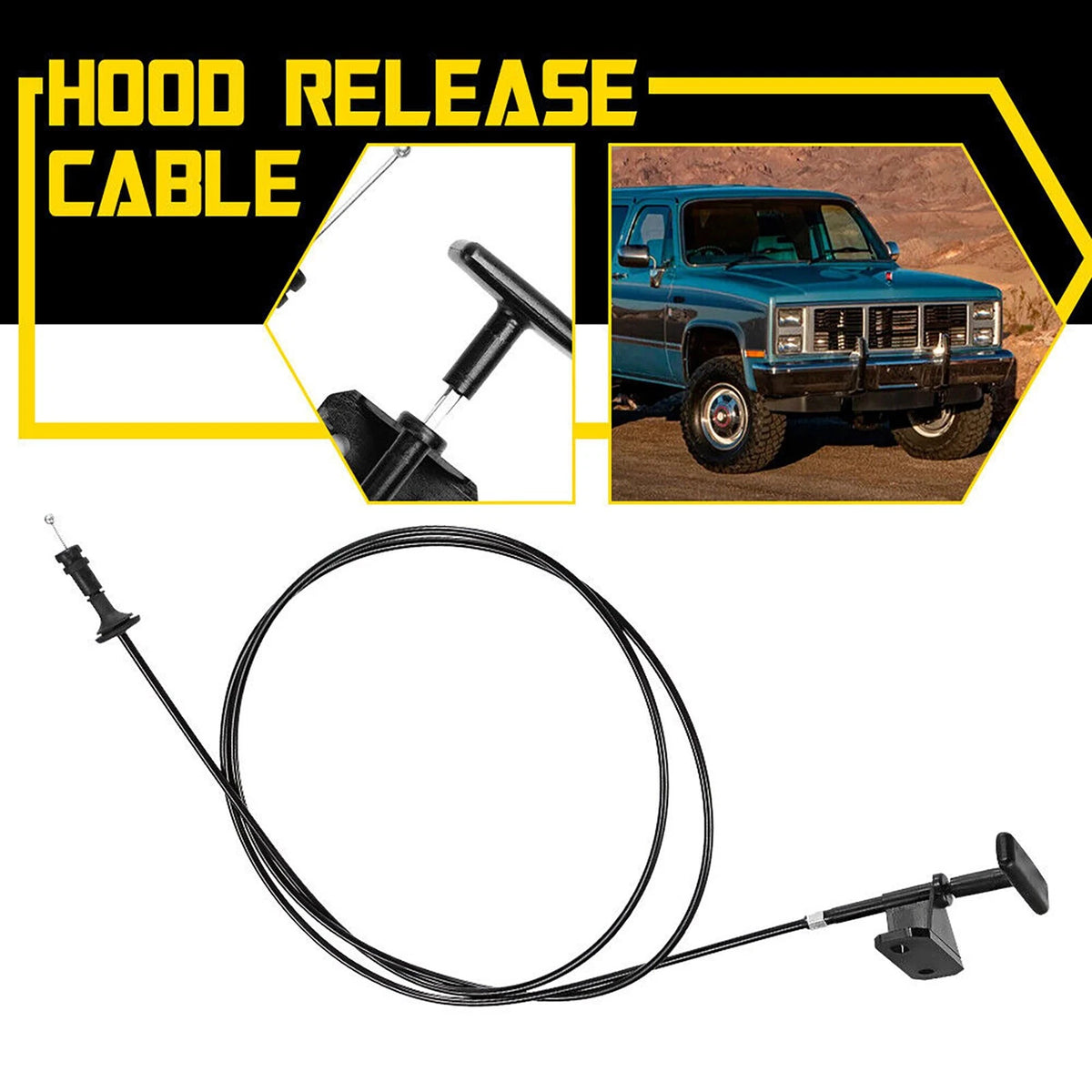 Hood Latch Release Cable w/Handle for GMC R2500 R3500 (1987–1991) 14039963, 912-020