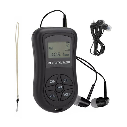 Mini Digital LCD Screen FM Radio Receiver with Earbuds for Universal Use (60-108 MHz)