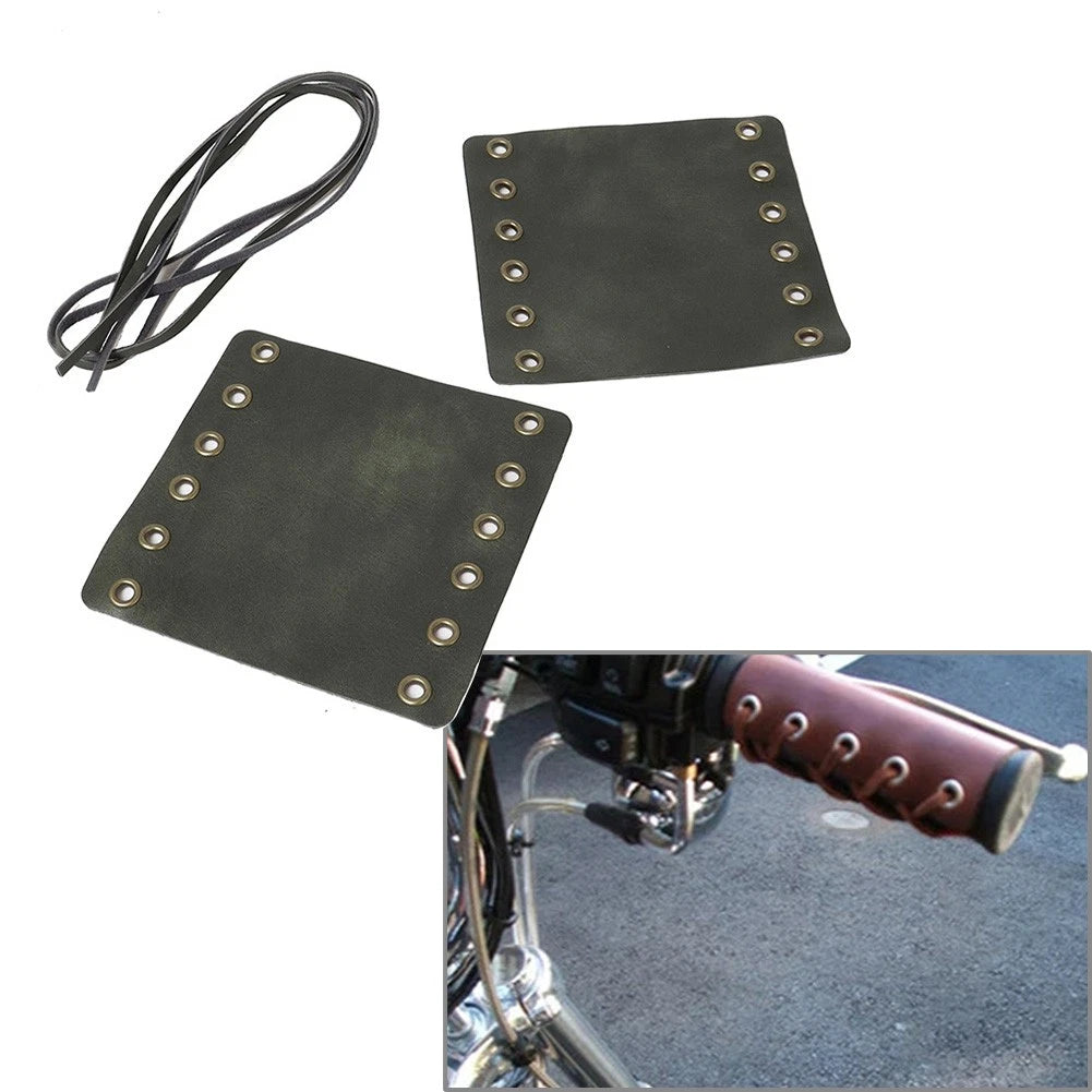 22mm Leather Hand Grips for Universal Motorcycle (Retro Wraps)