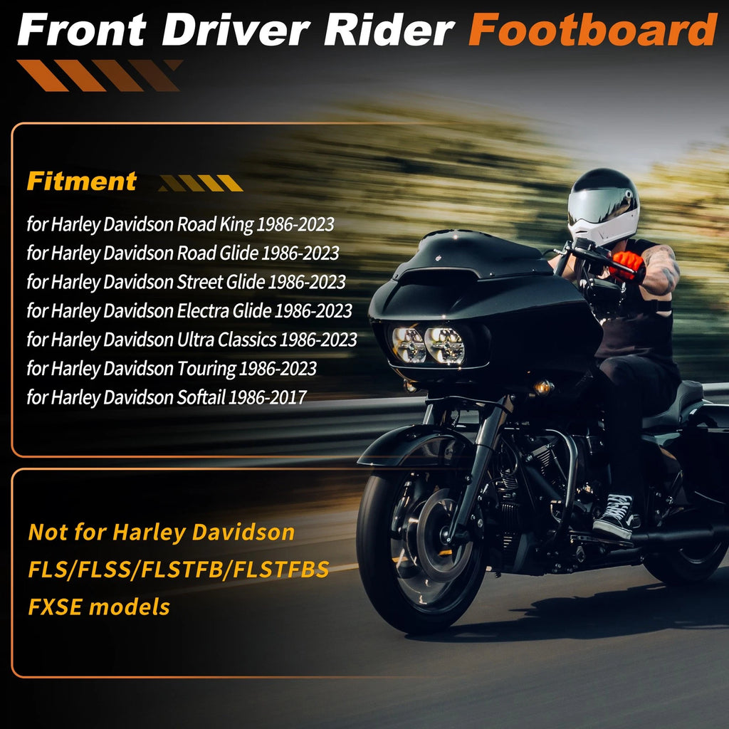Anti-Slip Stretched Driver Rider Floorboard for Harley Davidson (Chrome)