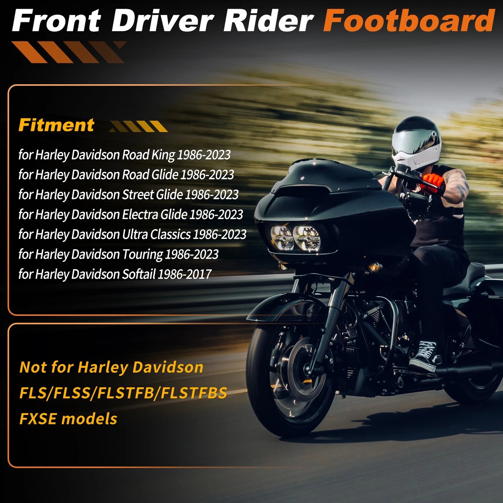 Anti-Slip Stretched Driver Rider Floorboard for Harley Davidson (Chrome)
