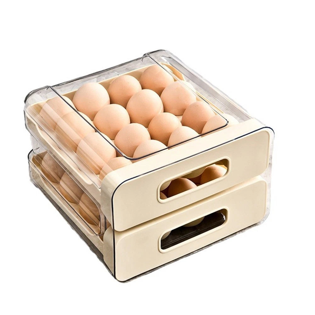2 Tier Stackable Fridge Organizer Rack with Smooth Sliding Drawers