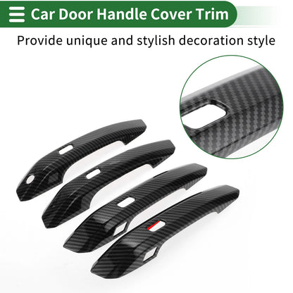 Car Door Handle Cover Trim for Audi A4L 2017-2021 Black Carbon Fiber