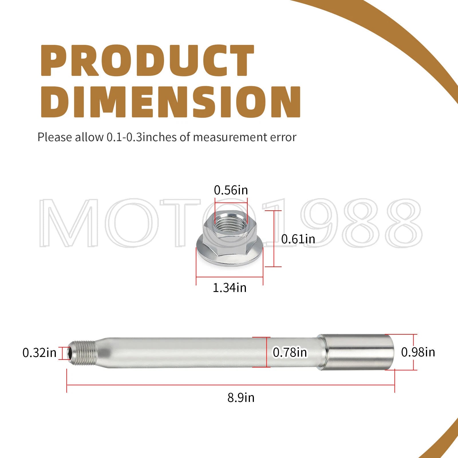 Front Wheel Axle w/ Nut 44301-MEN-000 for Honda CRF250RX CRF450RWE CRF450X (2019–2024)