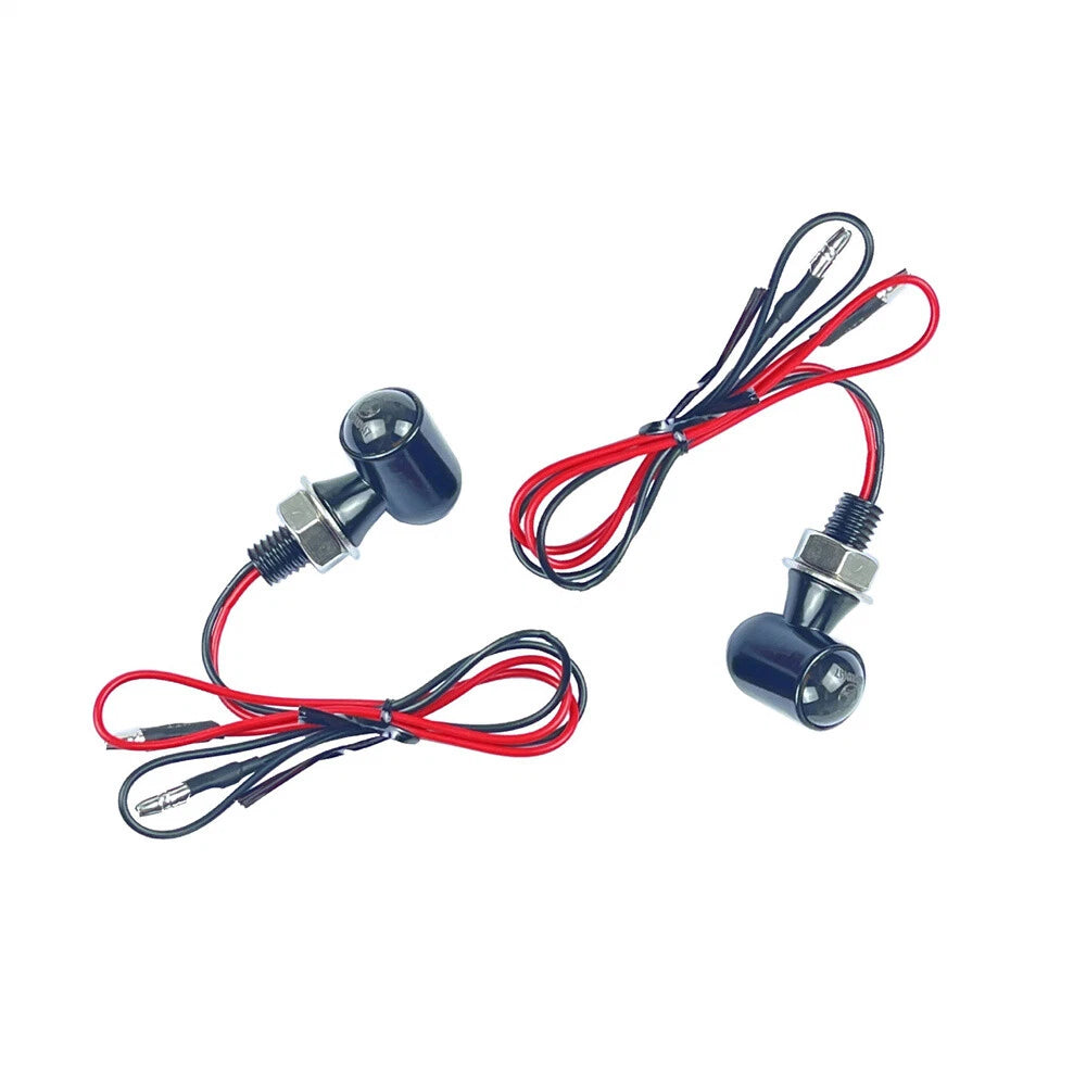 2Pcs Smoke Motorcycle Turn Signals Blinker Light Amber Mini Indicator Lamp 12V