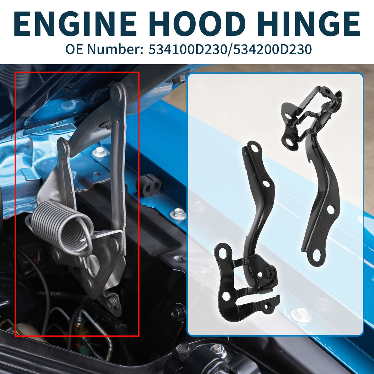 Hood Hinges Front Left Right for Toyota Yaris (2007–2011) Bonnet Bracket