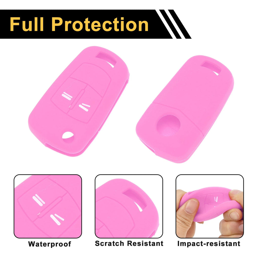 Pink Silicone Key Case for Opel Corsa D (2006–2014) - 2 Buttons