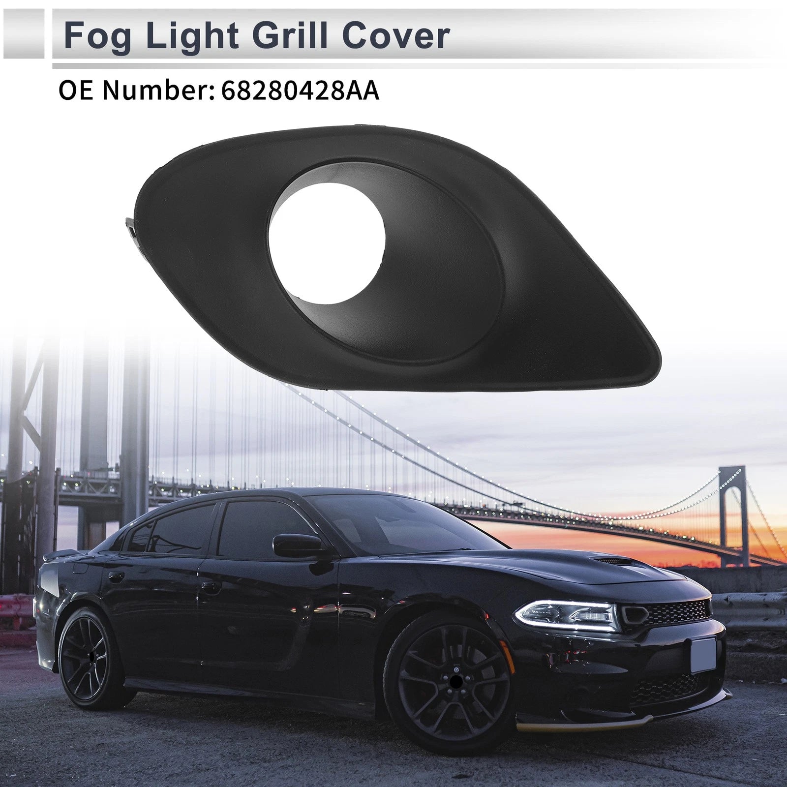 1 Pc Front Right Fog Light Grill Replacement for Dodge Charger (2015–2020)