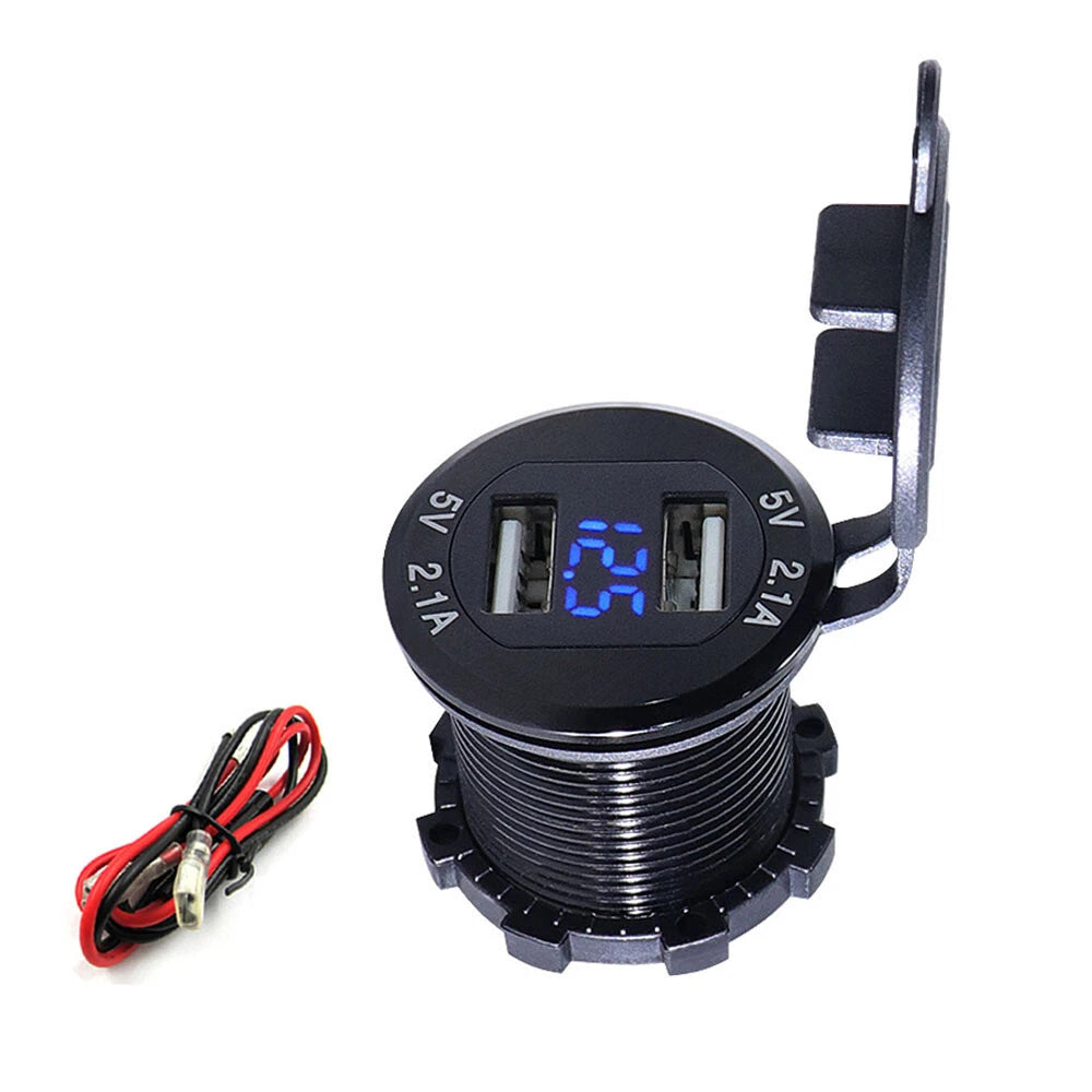 Dual USB Charger Power Outlet with LED Display for