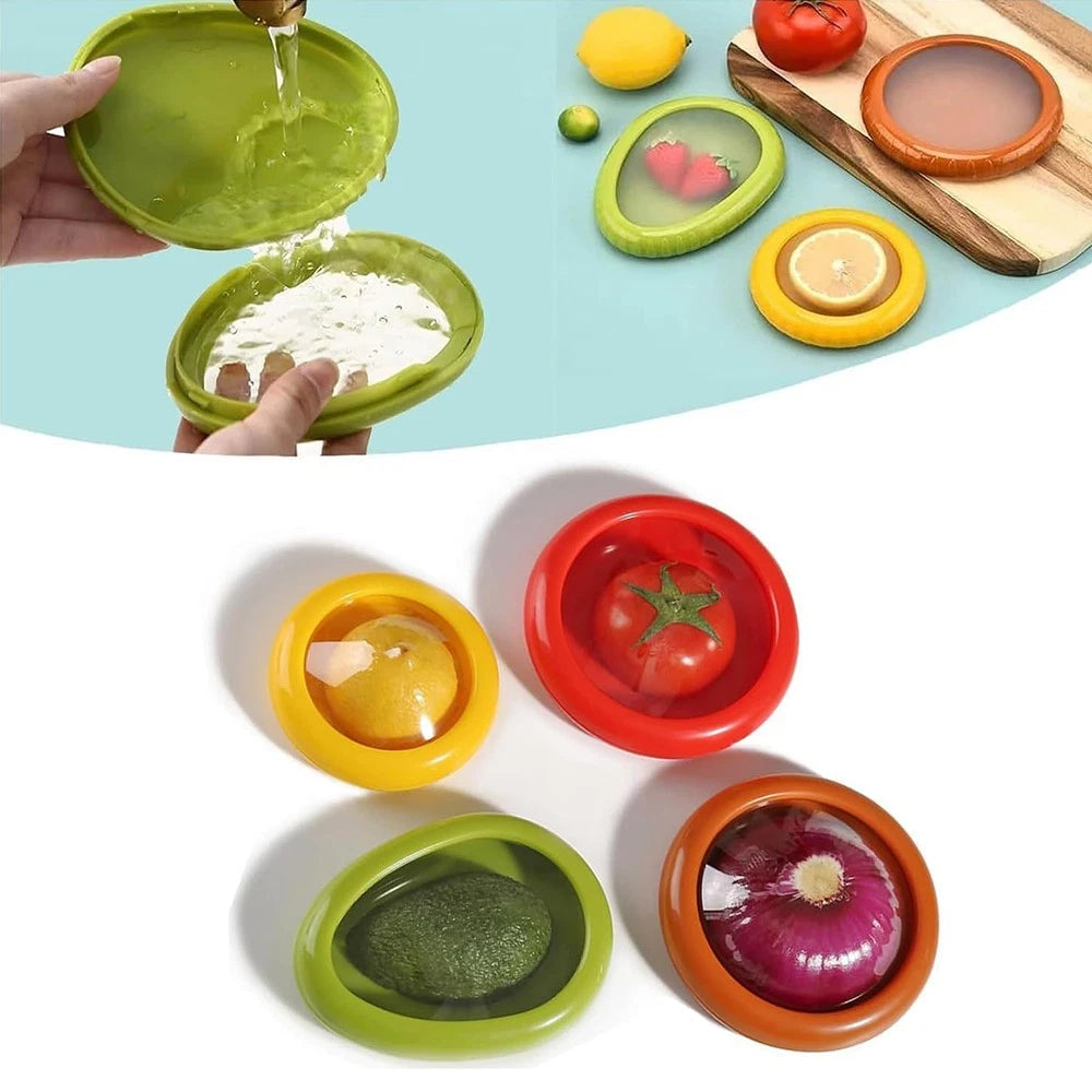 4pcs Household Silicone Fruit Anti-Oxidation Storage Box for Fridge Keep Fresh