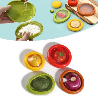 4pcs Household Silicone Fruit Anti-Oxidation Storage Box for Fridge Keep Fresh