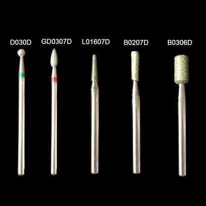 Nail Drill Bits Set of 5 Silver Carbide for Manicure Pedicure