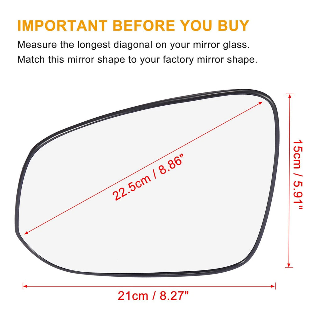 Left Heated Mirror Glass with Backing Plate for Toyota RAV4 (2013–2018)