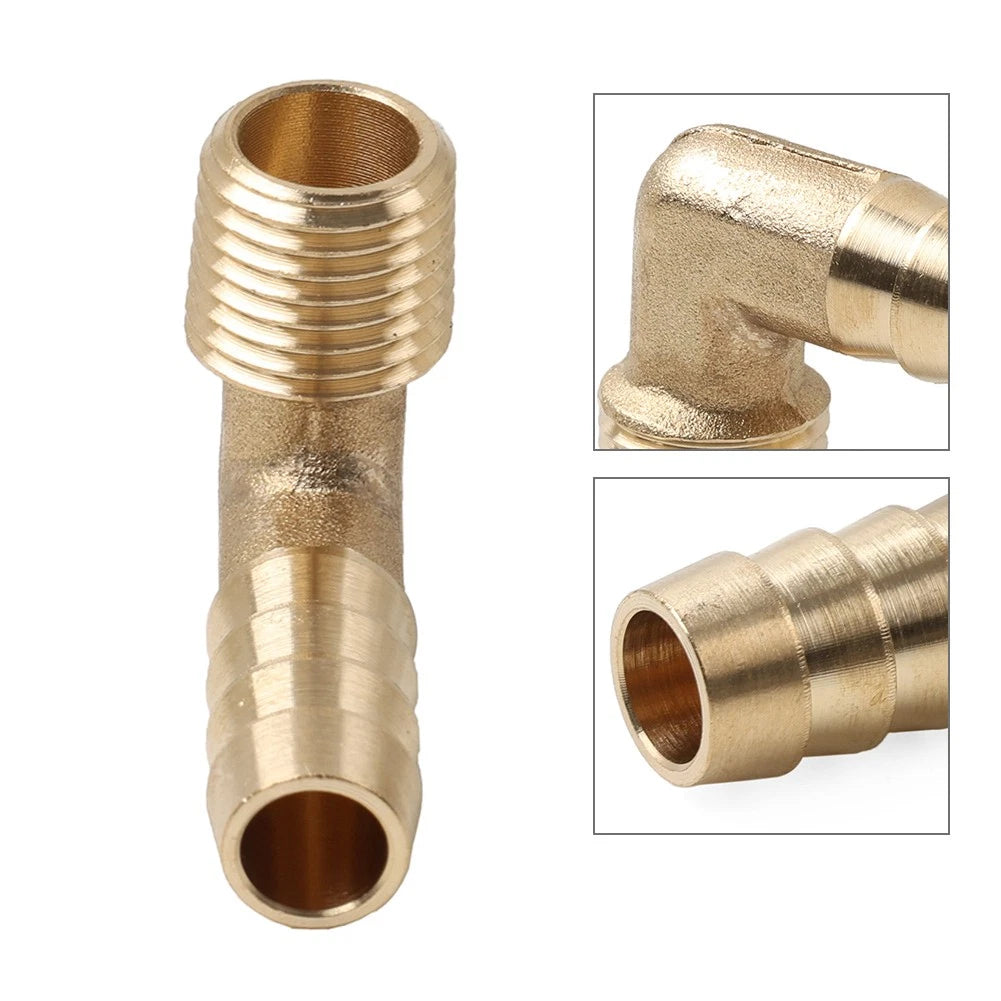 Brass Hose Barb Fitting Elbow 3/8" x 1/4 NPT Male Connector