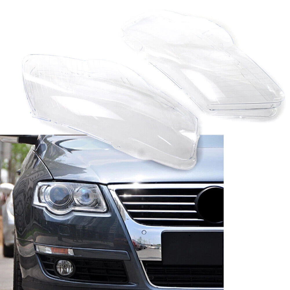 2X Headlight Lens Cover for VW Passat B6 (2006–2011) Clear