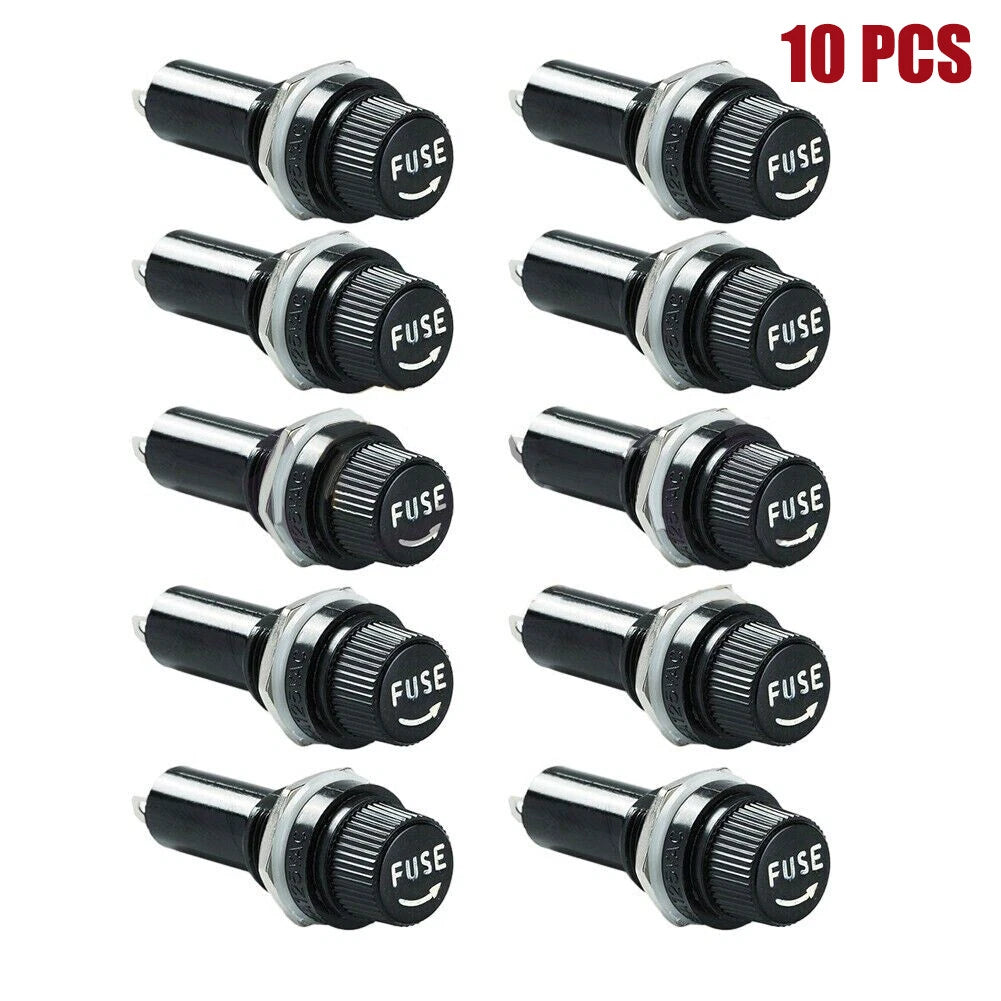 10PCS Panel Mount Fuse Holder for 5x20mm Glass Fuses 10A 250V