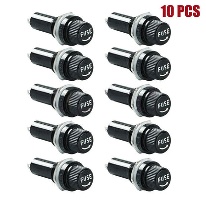 10PCS Panel Mount Fuse Holder for 5x20mm Glass Fuses 10A 250V