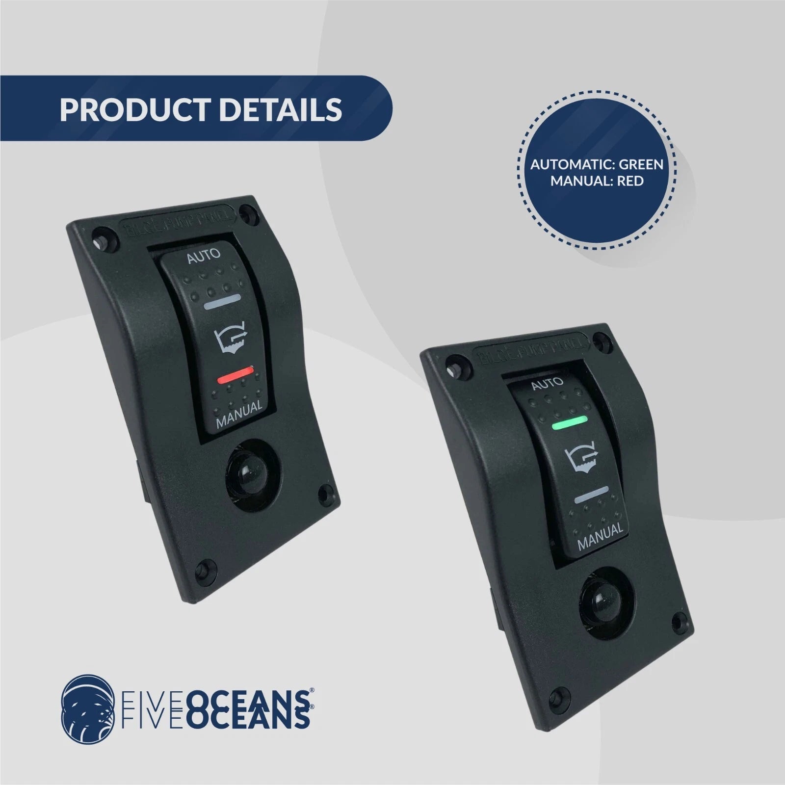 2X Bilge Pump Switch 3-Way Rocker for Five Oceans (12V)