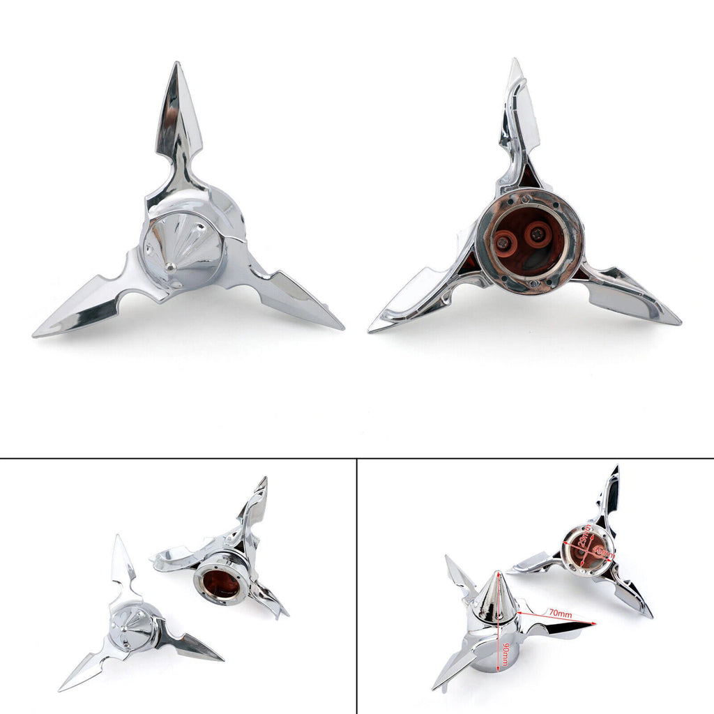 Chrome Spun Blade Front Axle Cap Nut Cover for Harley Softail Touring (GB T9)